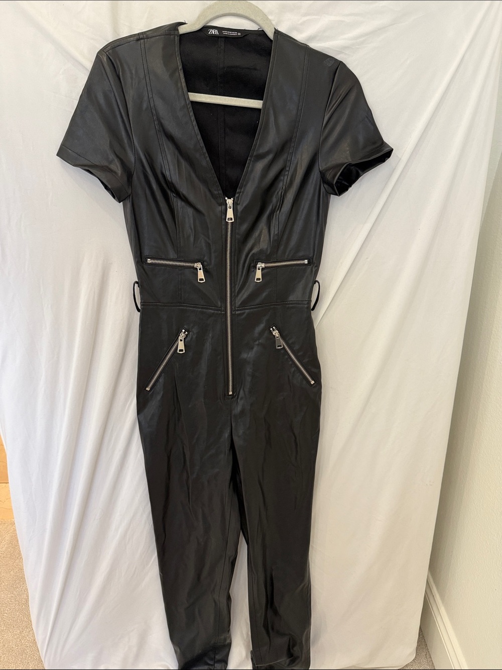 Zara pleather jumpsuit sz small